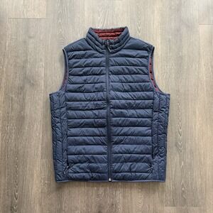 Gap Gilet Full Zip Quilted Bodywarmer Vest Primaloft Mens Large Blue Maroon Golf